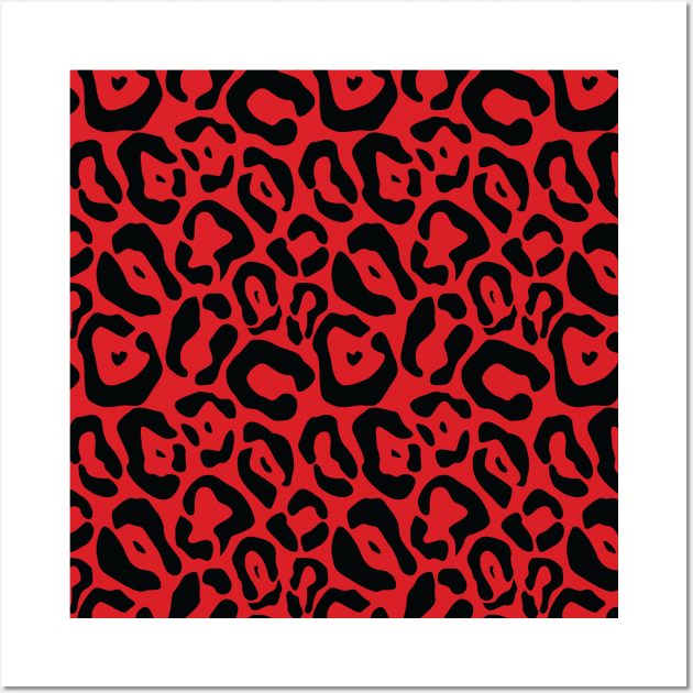 Red leopard animal pattern Wall Art by UniFox